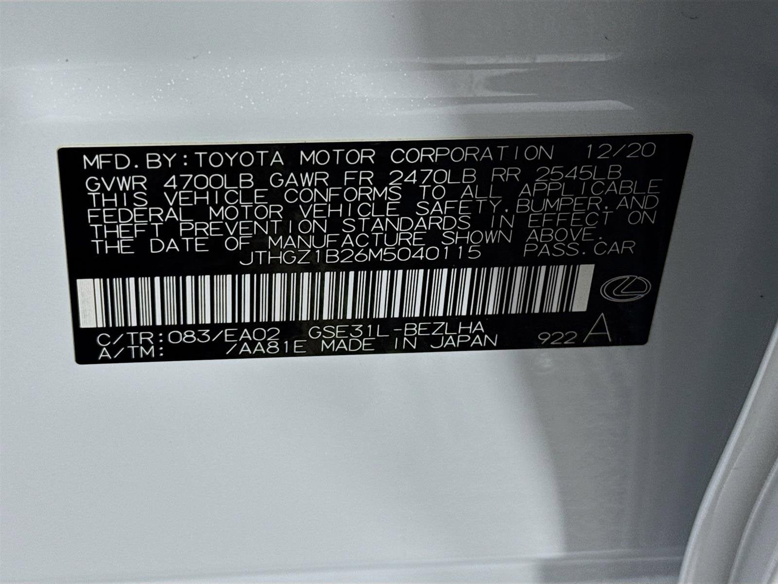 2021 Lexus IS IS 350 F SPORT